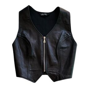 Simard & Voyer Vintage Women's Black 100% Leather Vest Made in Canada Size Small